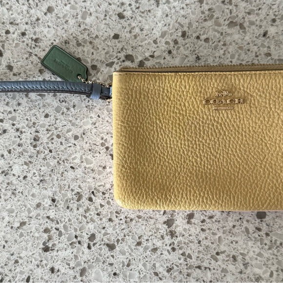 Coach Double Corner Zip Wristlet Wallet in Colorblock Pink, Blue, Yellow & Green - Picture 1 of 10